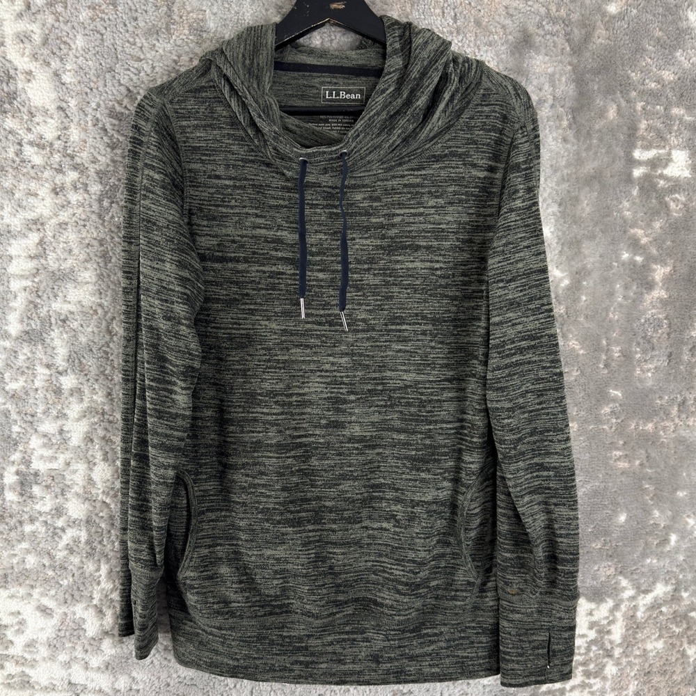 L.L.Bean Size S Space Dye Cowl Neck Pullover Hoodie Green Long Sleeve Women